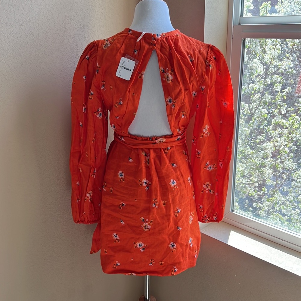 NWT Free People Linen Low-cut Wrap Dress - Picture 2 of 8